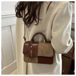 IStapromo Gifts Trendy Design Handheld Small Bag Fashionable Small <b>Square</b> Bag Premium Texture Color blocked ShoulderBag - Product Image 3