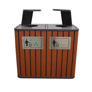 Gavin – mobilier de site extérieur 240L poubelle publique en bois, parc rue métal recyclage des déchets poubelle recyclable