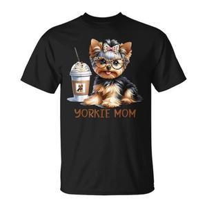 Yorkie Mom Coffee Latte Iced Cream Dog Mama T-Shirt - Product Image 1