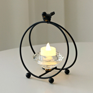 Bird Shaped Crystal Tea Light Holder Iron Flameless Home Decoration <b>Candlestick</b> - Product Image 4