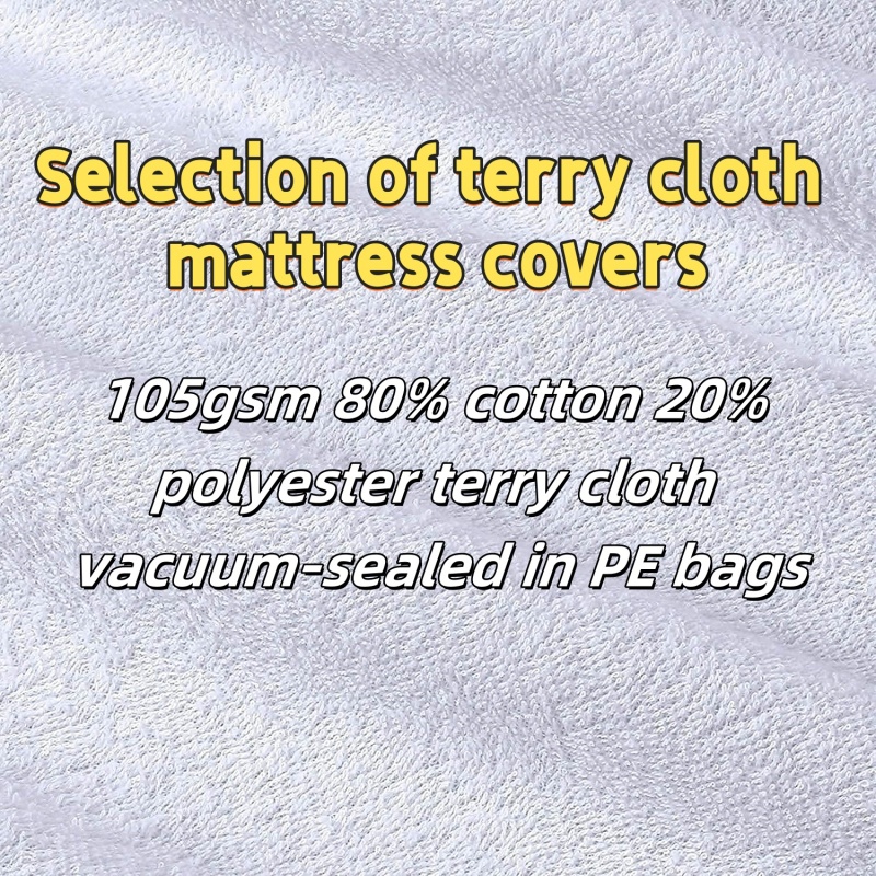 Tissu éponge 105 g/m², 80 % coton, 20 % polyester, emballé dans un sac PE.