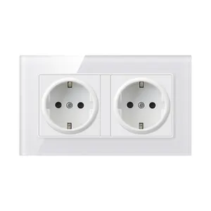 SBY European standard French white wall double socket 16A 220V grounding method standard method plug CE certification