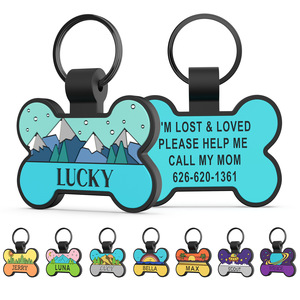 Thẻ nhận dạng thú cưng hình xương sáng tạo với thiết kế im lặng và văn bản tùy chỉnh cho đi bộ hàng ngày và an ninh du lịch thú cưng - Product Image 1