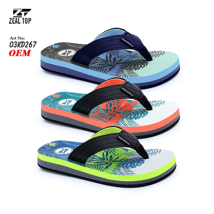 Latest design outdoor flip flops kid custom EVA summer beach wholesale child flip flops fashion printing slippers
