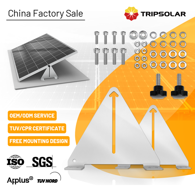 Trip Solar TP-TBA02 Triangle Adjustable Aluminum Anodized Silver Solar Panel Mounting Rack Set Boat RV Roof Off-Grid PV System