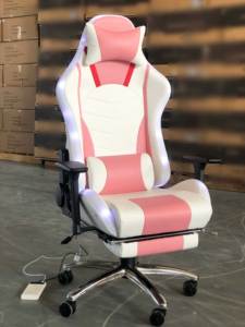 <span class=keywords><strong>Silla</strong></span> de Computadora Ergonómica 2D con Reposabrazos de Cuero Suave, <span class=keywords><strong>Silla</strong></span> de Juego <span class=keywords><strong>Rosa</strong></span> Reclinable con Luces LED RGB - Product Image 5