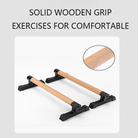 LEAJOY Nouveau type de barres parallèles de gym avec poignées en bois de hêtre, robustes et durables, design triangulaire, noir/rouge, pour la maison/la salle de sport/l'extérieur