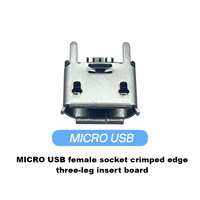 USB mikro Tipe B 5P konektor wanita lurus SMT pemasangan tepi datar/tepi melengkung konektor USB