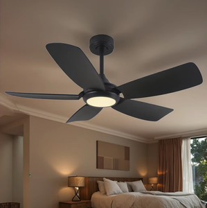 Nhanh chóng cài đặt 5-Blade LED Dimmable quạt trần ánh sáng Wifi điều khiển từ xa kim loại bền để sử dụng nhà - Product Image 4