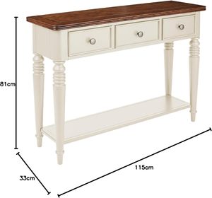 Consolle color crema con 3 cassetti e ripiano in <span class=keywords><strong>legno</strong></span> con piano in rovere laccato per ville - Product Image 2