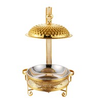 Réchaud à alcool en acier inoxydable pour buffet, motif dentelle, couvercle doré suspendu, pour table de salle à manger d'hôtel et restaurant, vaisselle de luxe léger