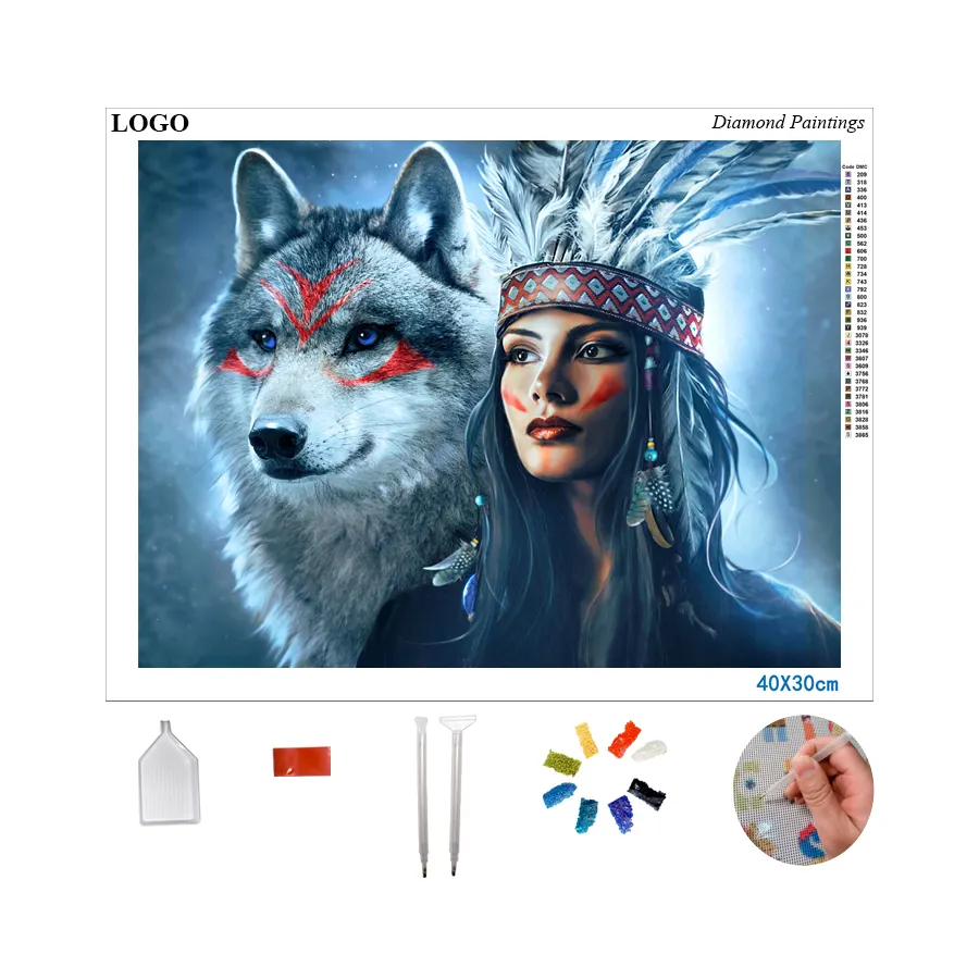 Accept Custom Diy Diamond Painting Wall Decoration Special Diamond Wolf Painting 2023 Most Fashionable Wolf Diamond