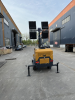 Tour d'éclairage LED manuelle 7M 4*400W 4*360W 4*440W avec générateur diesel Changchai, mobile sur remorque, pour travaux de nuit