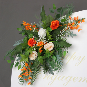 Pequeño ramo de rosas y Loto 10 cabezas flor artificial decoración interior boda plástico moderno - Product Image 1