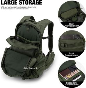 Sac à dos tactique en denim avec fermeture éclair et doublure Oxford pour hommes - 18L/28L EDC Randonnée et Moto - Product Image 4