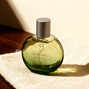 Flacon de parfum vide en verre plat et rond de 30/50/100 ml avec bouchon magnétique lourd gris argenté pour marque de parfum de luxe - Product Image 4