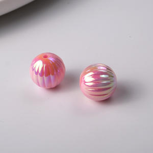 ลูกปัดรูกลมลายทางสองสีหลากสีแบบทำมือเครื่องประดับลูกปัดอะคริลิคสี - Product Image 4