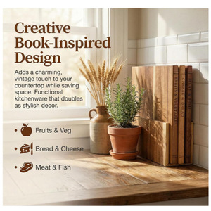 Ensemble de planches à découper en bois d'acacia en forme de livre, 3 pièces, multifonctions, pour viande, fromage, légumes - Product Image 2