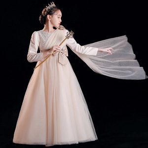 Vestido de Noche para Niñas, Adolescentes, Vestido de Princesa con Tul y Flores, para Recital de Piano, Actuación en Escenario, Disfraz Elegante para Fiesta - Product Image 3