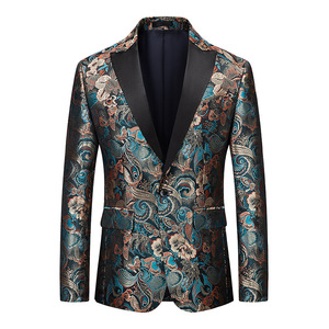 Nuovo Blazer Jacquard da Uomo, Abiti di Lusso Vintage con Risvolto, Completo da Cerimonia con <span class=keywords><strong>Paillettes</strong></span> - Product Image 1