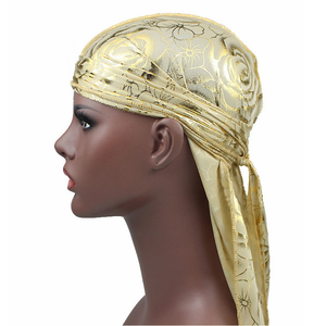 HZM-18242 personnalisé hommes soyeux Durags Turban chapeau Bandanas chapeaux Rose imprimé hommes Durag longues bretelles vagues <span class=keywords><strong>cheveux</strong></span> accessoires - Product Image 5