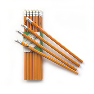 Lot de crayons hexagonaux en bois jaunes écologiques Surwin modèle 505, 2B HB, avec gomme, pour enfants - Prix usine - Product Image 3