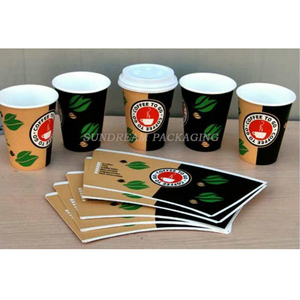 Bicchiere a Ventaglio Personalizzabile in Carta Kraft Rivestita su Entrambi i Lati, Monouso per Alimenti, con Pellicola Decorativa per Bevande e Caffè - Product Image 5