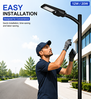 Lampe solaire de rue PRO 20W 3000lm équivalent 200W Longue durée de vie 8 ans 140x70 Type III Faisceau IP65 3CCT Double mode Montage flexible Extérieur