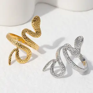 Các Mặt Hàng Hỗn Hợp Cung Cấp Nhẫn Thép Không Gỉ Màu Vàng 14K Hình Rắn Không Xỉn Màu Quà Tặng Cho Nữ N2206164