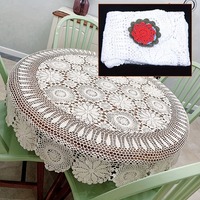 Nappe ronde en crochet à la main blanche Offre Spéciale Napperon floral vintage Table en tissu de dentelle