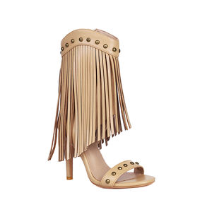 WETKISS Sandali Gladiatore Vintage con Borchie e Frange per Donne, Punta Tonda, Tacco Alto a Spillo, Stivali con Nappine, <span class=keywords><strong>Scarpe</strong></span> Estive da Festa - Product Image 2