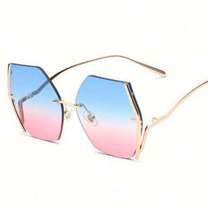 Gafas de Sol de Moda 2021 con Logotipo Personalizado, Montura Metálica Grande, Sin Marco, para Mujer, Gafas de Sol Extra Grandes - Product Image 6