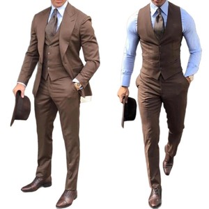 <span class=keywords><strong>Costume</strong></span> Homme Slim Fit Personnalisable 3 Pièces – Ensemble Décontracté Chic à Boutonnage Simple et Col Cranté, Couleur Unie pour Affaires - Product Image 1