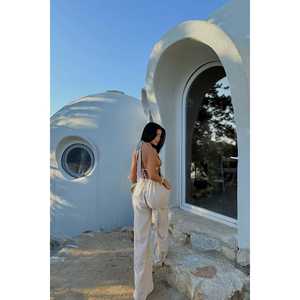 Conjunto de Pantalones Beige Lorenza para Mujer, Algodón Viscosa de Alta Calidad, Estampado a Cuadros Sólido, Tops Largos, Estilo Diario Urbano, Tallas XS-XL para Verano - Product Image 2