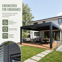 Pergola motorisée à lames orientables avec revêtement en poudre écologique et éclairage LED, idéale pour jardin, gazebo, pavillon extérieur ou espace de loisirs sur balcon