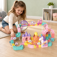 Jouets de construction magnétiques roses pour filles, train sur rail, cubes, voitures, ensembles de jouets à assembler soi-même pour enfants