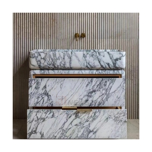Newstar đá tự nhiên cararra đá cẩm thạch bề mặt rắn đồ nội thất phòng tắm vanities Tủ thiết kế giá hiện đại Vanity - Product Image 1