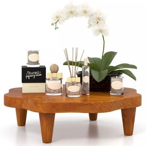 Support de pied en bois de <span class=keywords><strong>teck</strong></span> de 16 pouces en forme de fleur Support de <span class=keywords><strong>plante</strong></span> de ferme pour la décoration intérieure - Product Image 1