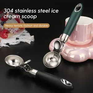 Multifunctional Cookie Cupcake Scoop Melon Fruit Ball Spoon Hot Selling Stainless Steel Ice Cream Scoop with Easy Squeeze Handle