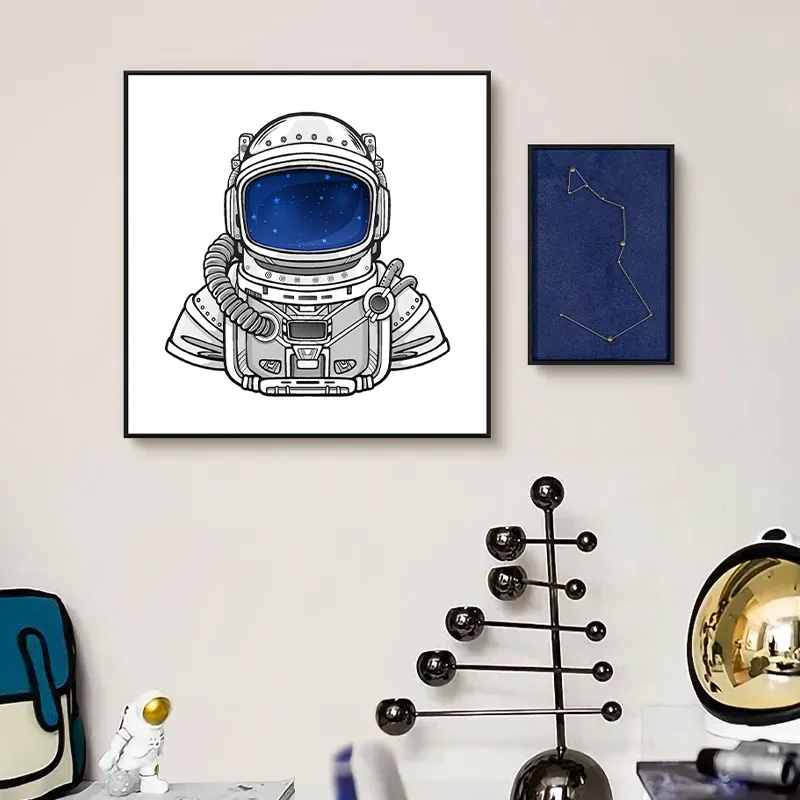 3D cartoon astronaut space man canvas printed painting wall frame picture decorative art items for kids room