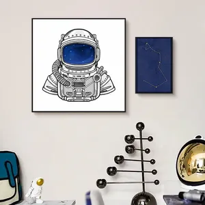 3D漫画宇宙飛行士宇宙飛行士キャンバスプリント絵画壁フレーム画像子供部屋用装飾アートアイテム