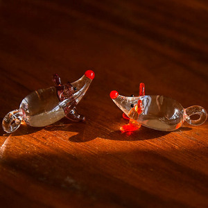 Abalorio de cristal de lampwork con diseño de conejo y ratón, estilo japonés, creativo, colorido, accesorio DIY para pulsera - Product Image 2