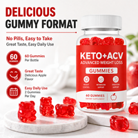 Gummies au vinaigre de cidre de pomme Keto certifiées GMP, marque privée, 60 unités, pour le soutien à la gestion du poids – Gummies Keto ACV