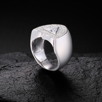 Drop Shipping 925 Sterling Silver Triangle Shape VVS Moissanite Diamond Gemstone Guard Shield Signet Rapper Ring