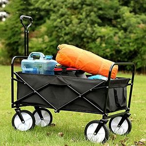 Chariot de camping portable pliable d'extérieur, chariot utilitaire à 4 roues avec poignée réglable, capacité de charge de 100 kg, noir - Product Image 4