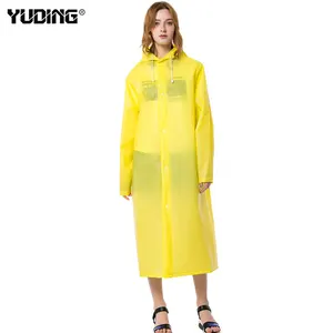 Custom good quality breathable plastic vinyl yellow rubber rain coat fabric hooded with reflective tape