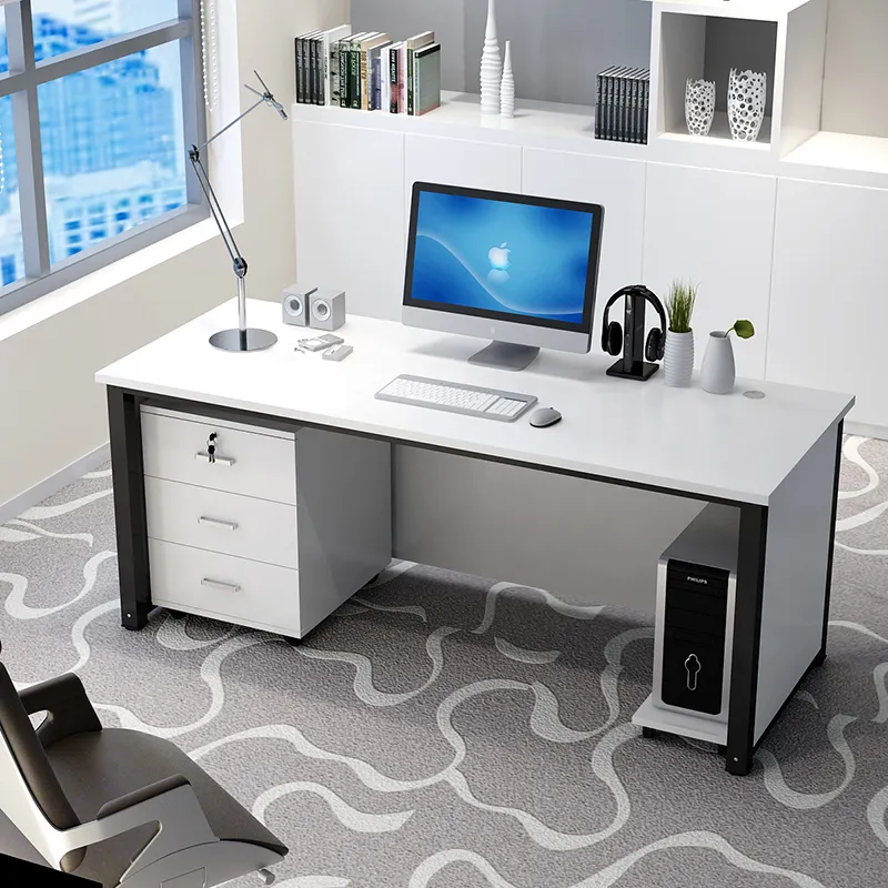 Table d'ordinateur de bureau moderne et carrée, vente en gros, meuble personnalisé avec tiroir, vente en gros