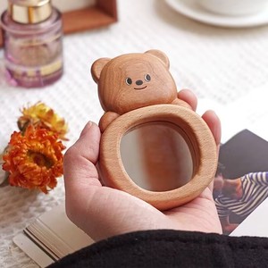 Wooden Bear Makeup <b>Mirror</b> <b>Compact</b> Portable With Engraving Option For Travel Use - Product Image 2