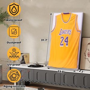 Bespoke acrylic bóng đá/khúc côn cầu/bóng chày thể thao đồng phục bóng hộp với Linen Panels rõ ràng <span class=keywords><strong>Jersey</strong></span> khung hiển thị trường hợp và giá đỡ - Product Image 3