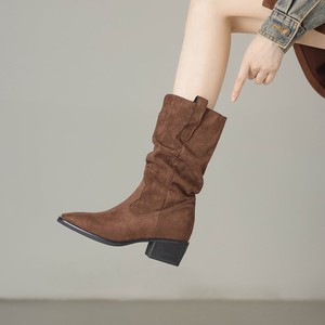 Sepatu <span class=keywords><strong>Boots</strong></span> Suede Retro Model Ankle & Bootie dengan Ujung Runcing dan Hak Tebal, Gaya Roman untuk Wanita, Musim Semi/Gugur/Dingin Terbaru - Product Image 4